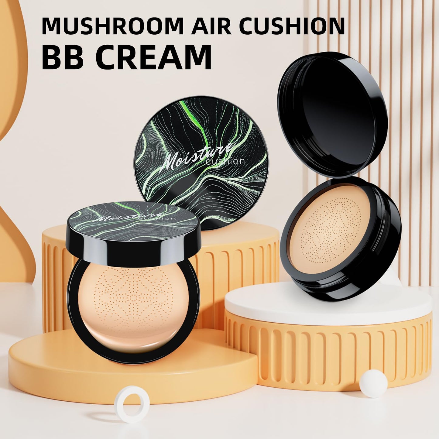 Ursoulney Mushroom Head Air Cushion CC Cream - Tattoo Cover up BB Cream Foundation Makeup Moisturizing Concealer Long-Lasting, Cushion Foundation Full Coverage Self Adjusting (Natural)
