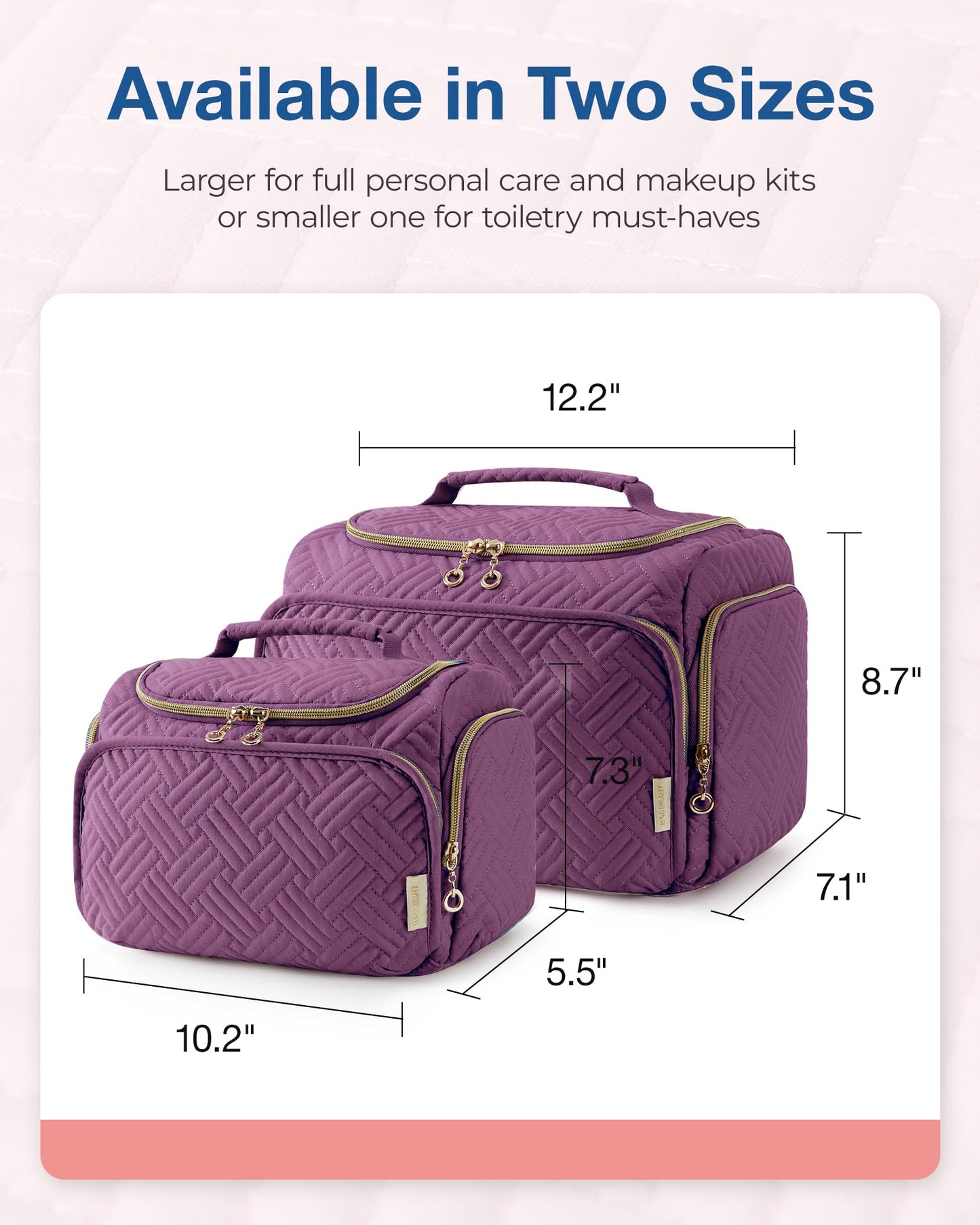 BAGSMART Travel Toiletry Bag, Large Wide-open Travel Bag for Toiletries, Makeup Cosmetic Travel Bag with Handle, Purple-Large