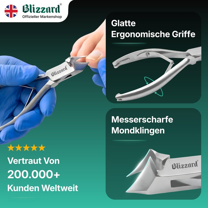 Blizzard Toenail Clippers - Podiatrist Toe Nail Clippers for Thick Nails for Seniors - German Forged Nail Cutter - Heavy Duty Nail Clippers for Men with Toenail File - 5.5" Moon Head, Double Spring