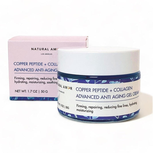 Natural Amor Copper Peptide Face Gel Moisturizer - Anti-Aging Collagen Cream for Rapid Firming | 1.7 oz
