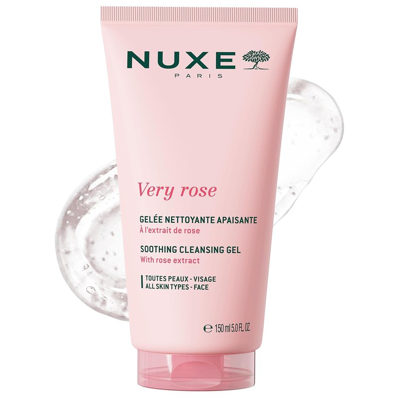 Nuxe Very Rose Cleansing Gel - Soothing Facial Cleanser with Glycerin & Rose Water | 5 Fl Oz for Sensitive Skin