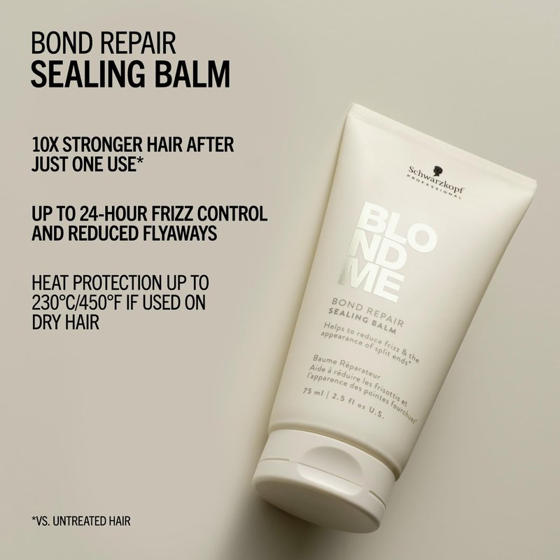 BlondMe Bond Repair Sealing Balm for Blonde Hair, 2.5 Fl Oz | Tame Split Ends & Reduce Frizz | Heat Protection | For Shiny, Smooth Blonde, Lightened, & Grey Hair