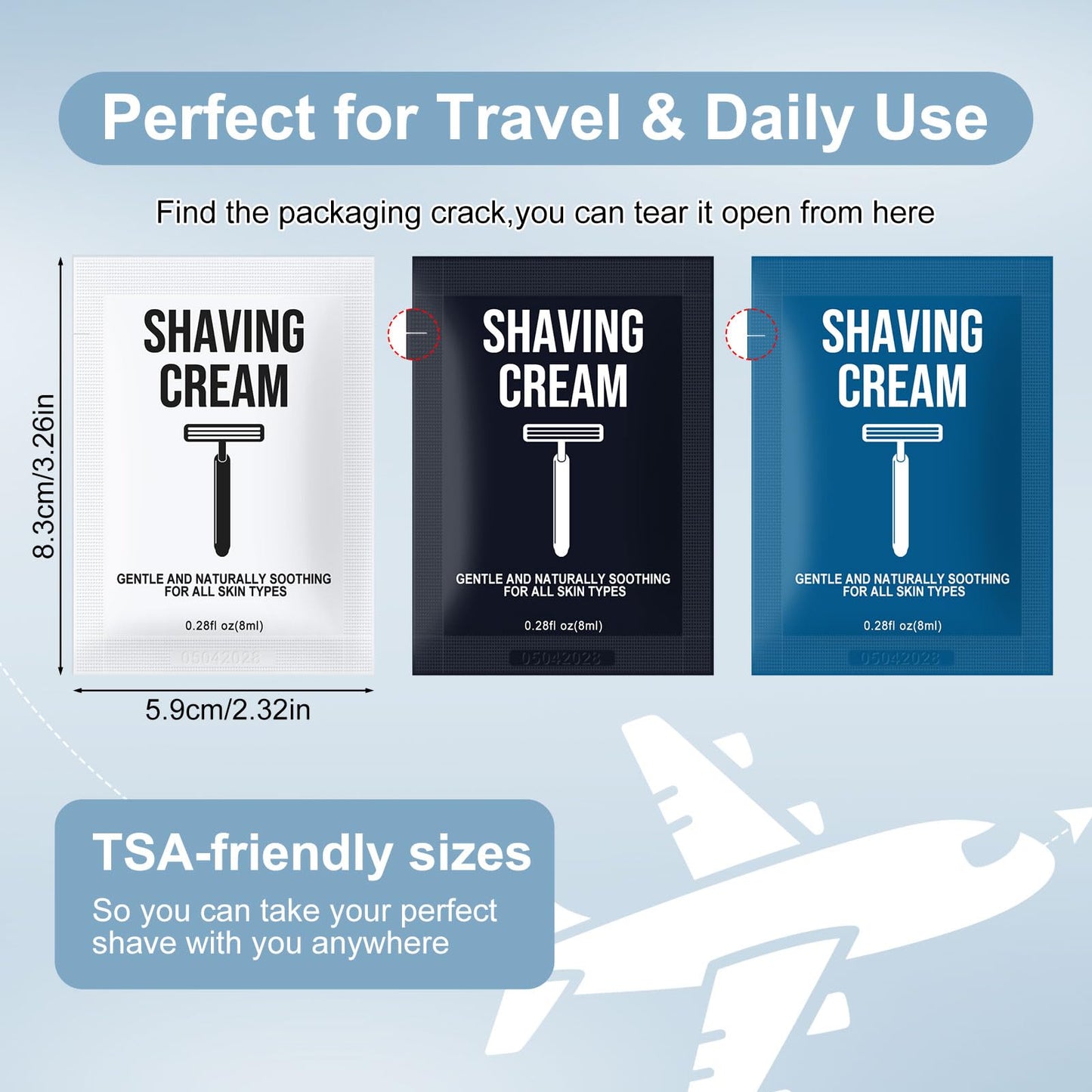 Shaving Cream Bulk Travel 8ml/0.28fl oz,Disposable Shaving Cream in Bulk Travel Shave Cream for Hotel Homeless （Jasmine, white tea and Unscented,pack of 300)