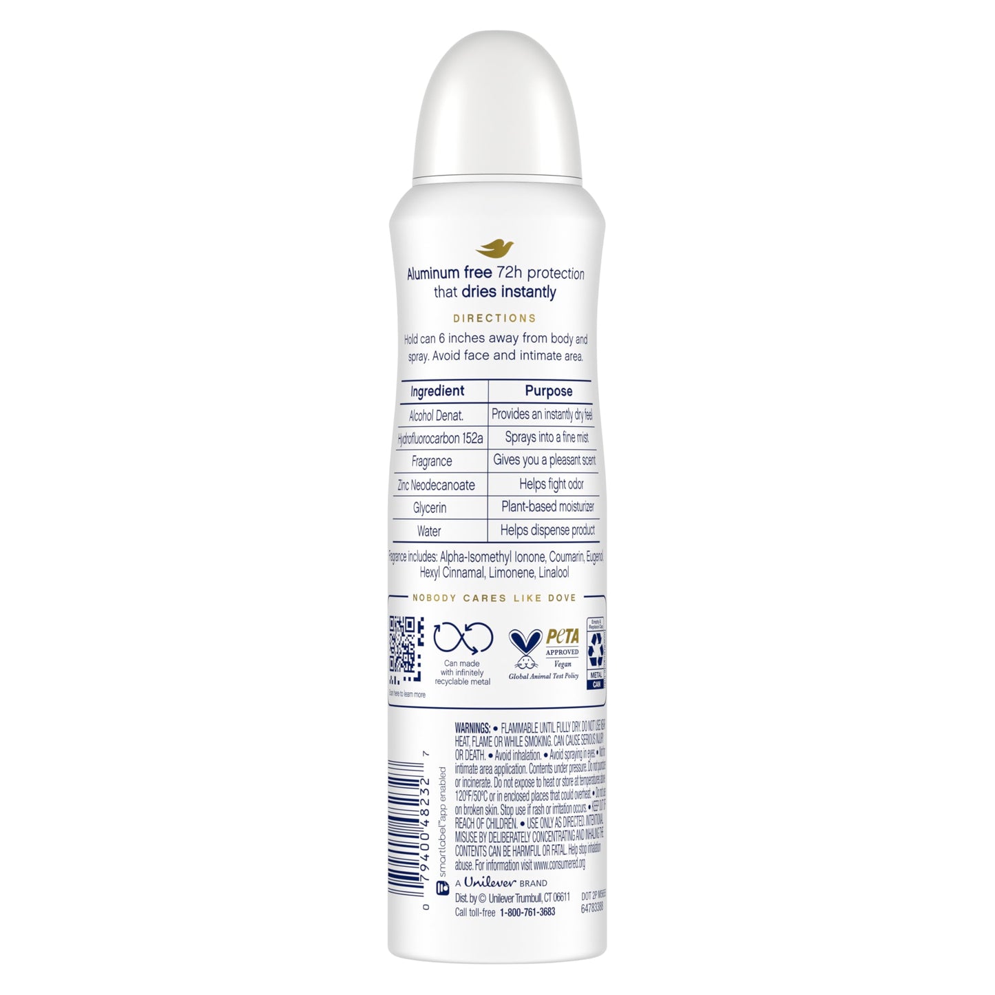 Dove Aluminum Free Deodorant Spray for Women 3 Count Coconut & Pink Jasmine 72 hour odor protection 4oz