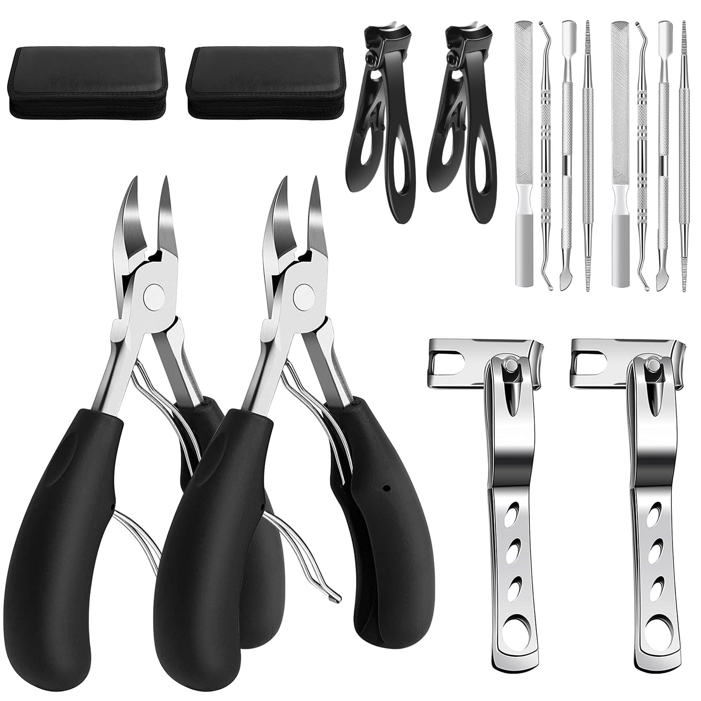 14PCS Ingrown Toenail Clippers Kit Stainless Steel Ingrown Toenail Removal Kit Professional Toenail Clippers Set for Ingrown and Thick Nail Toe Nail Cutter for Adults and Seniors
