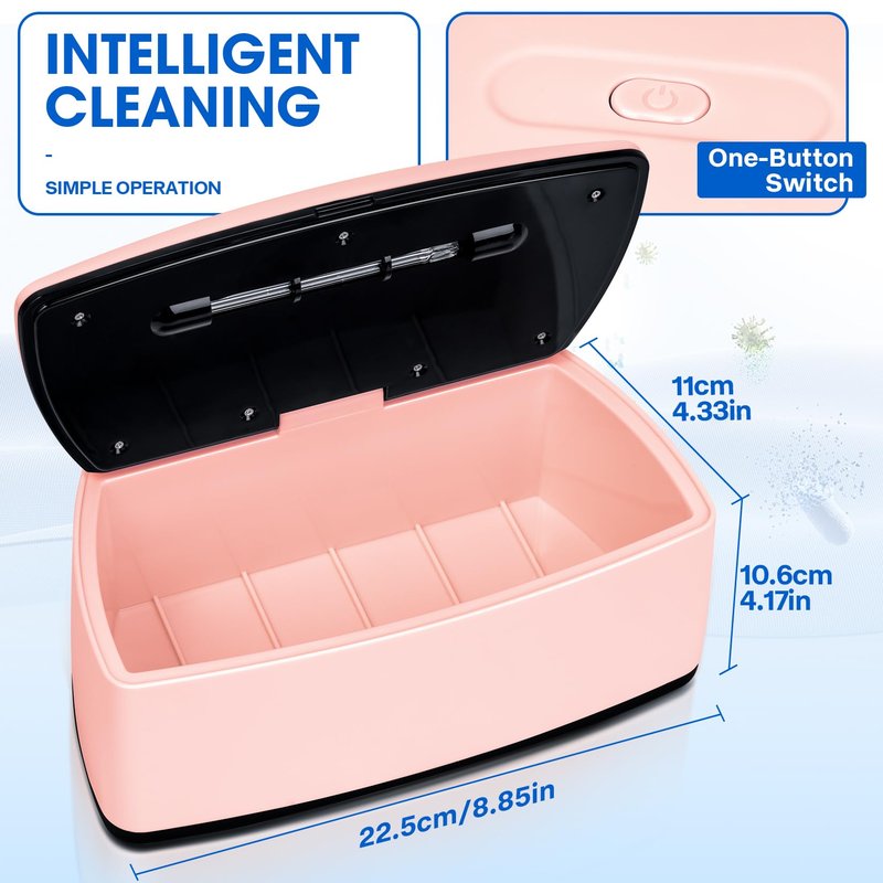 Nail Tools Sterilizer, Double Tube Blue Light Cleaning Function, USB Plug-In, 1l Large Capacity For Nail And Beauty Salon Tools, Jewellery, Glasses, Mobile Phone Sterilizer (Pink)