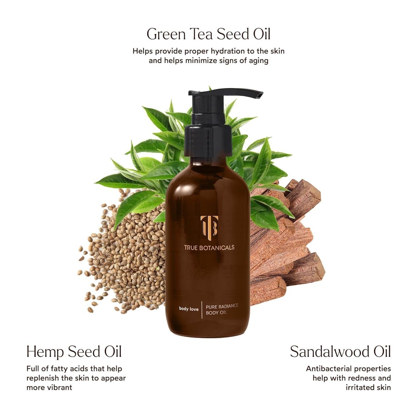 True Botanicals Pure Radiance Body Oil - Anti-Aging Moisturizer for All Skin Types | 3.9 fl oz | Vegan & All Natural