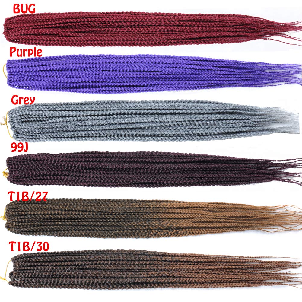 Mayloss 6 Packs/Lot (14/18/24/30) inch 1cm 20 Strands/Pack Thin 3X Box Braid Crochet Hair Extensionin Diameter 3X Synthetic Braid Hair Extensions Crochet Braids Hair Color(30Inch T1B/27)