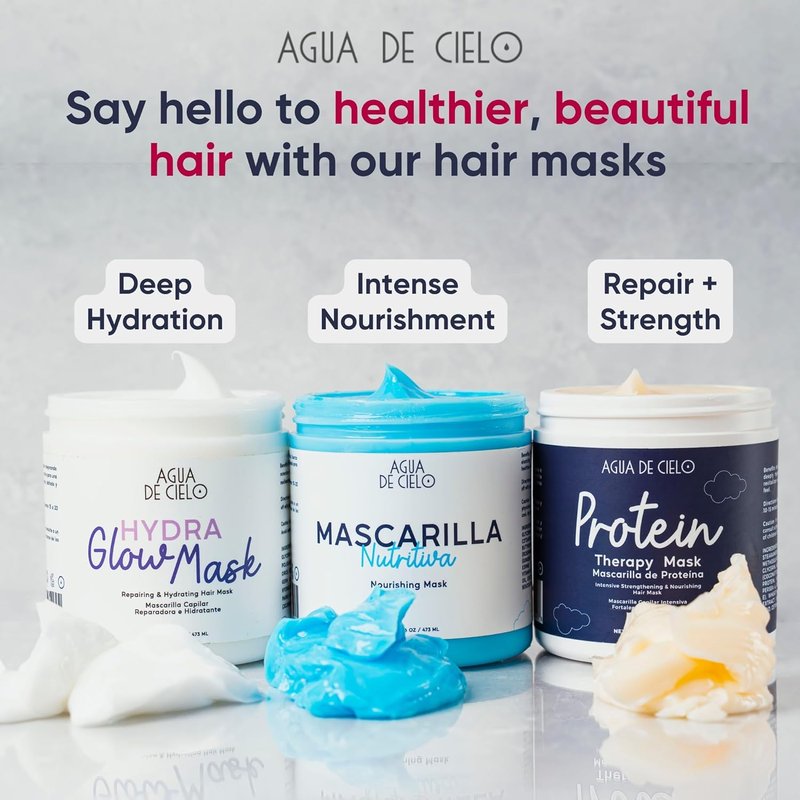 Hydra Glow Mask - Intensive Deep Conditioning Hair Treatment for Dry, Damaged Hair | Strengthens, Hydrates & Reduces Frizz - 16 Oz