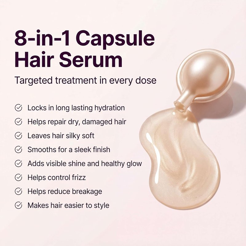 Sohl-I.D. Hair Serum for Frizzy Hair - Moisturizing Treatment for Dry, Curly Strands | Smooth & Shine Capsules