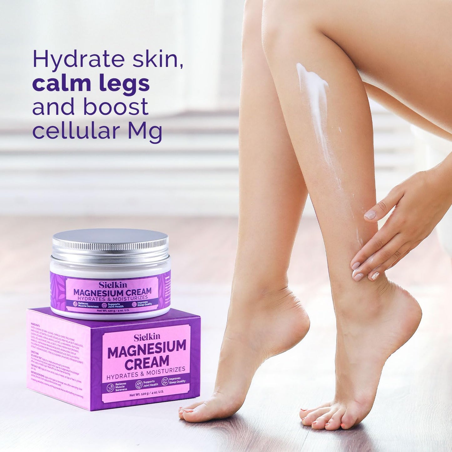 Magnesium Lotion for Muscle Pain Relief - Organic Body Butter for Sleep & Cramps | Fast Absorbing 3 oz