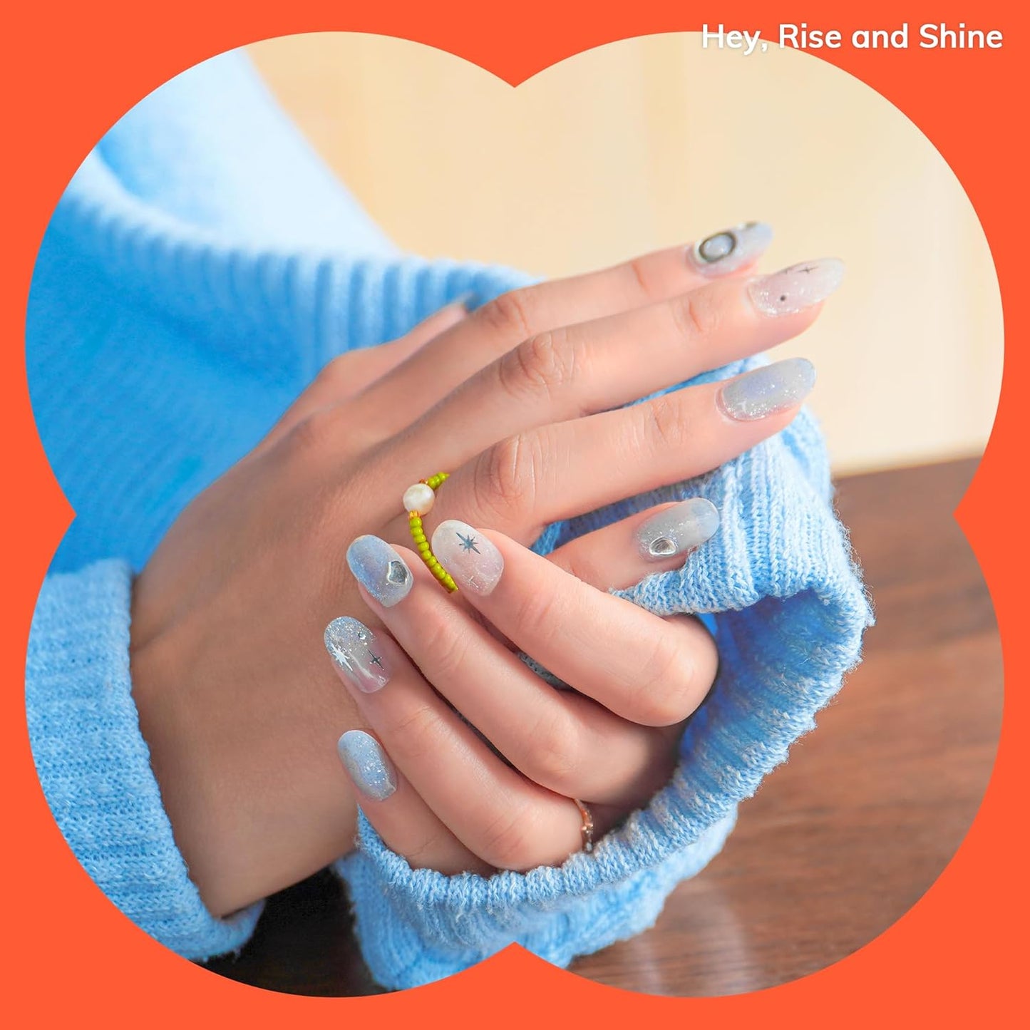 Semi Cured Gel Nail Strips Bundle - Rise and Shine Design | 2 Pack with Top Gel