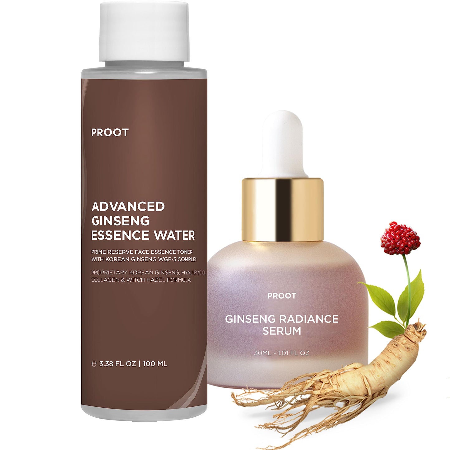 Advanced Ginseng Radiance Serum + Advanced Ginseng Essence Water Bundle | Ginseng Serum and Ginseng Essence Water For Instant Face Rejuvenation | Korean Ginseng Skincare For Dewy Skin