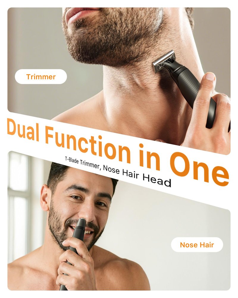 [2026 Upgraded] Body & Nose Hair Trimmer Kit, [All-in-One] Travel Beard Electric Shaver for Men, USB-C Fast Charging, Rechargeable Painless Razor Cordless Waterproof Wet/Dry, Black(Solo)