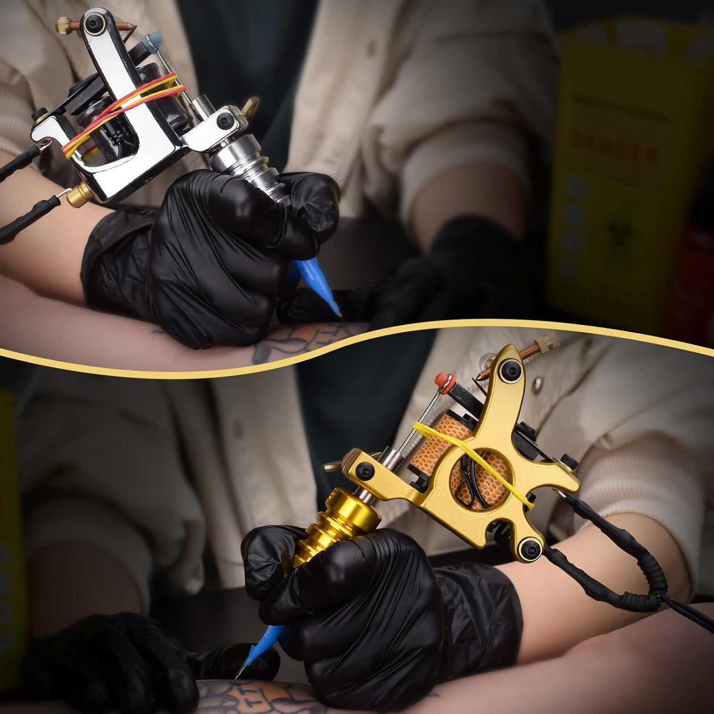 Tattoo Coil Machine Kit - Complete 2 Set Tattoo Gun with Power Supply & Needles | Ideal for Beginners and Artists