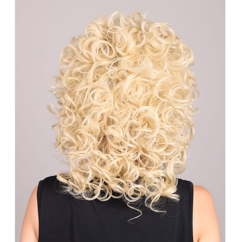 ColorGround Medium Long Curly Blonde 80S Rocker Wig for Women