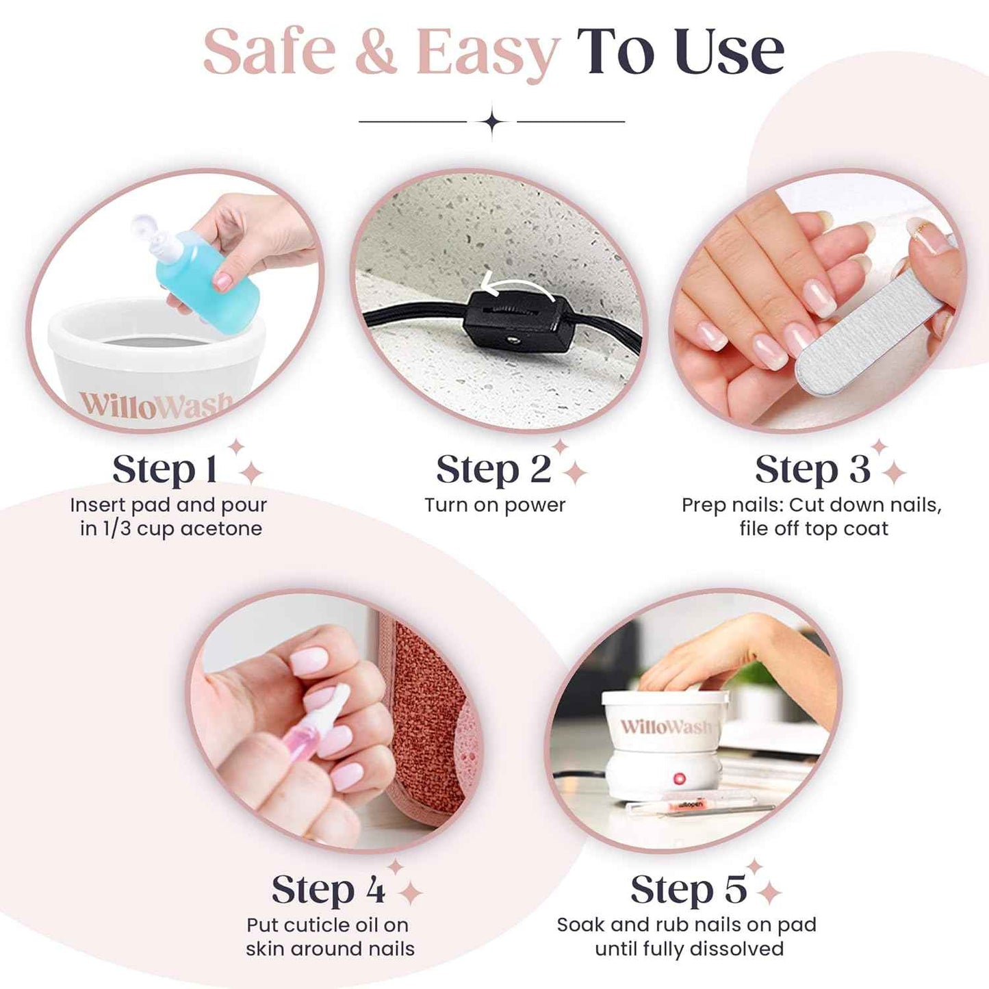 Willowash Electric Nail Soaking Bowl & Willopad Refills Bundle - Spa Quality Nail Care