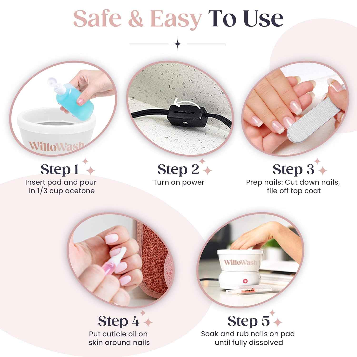 Willowash Electric Nail Soaking Bowl & Willopad Refills Bundle - Spa Quality Nail Care