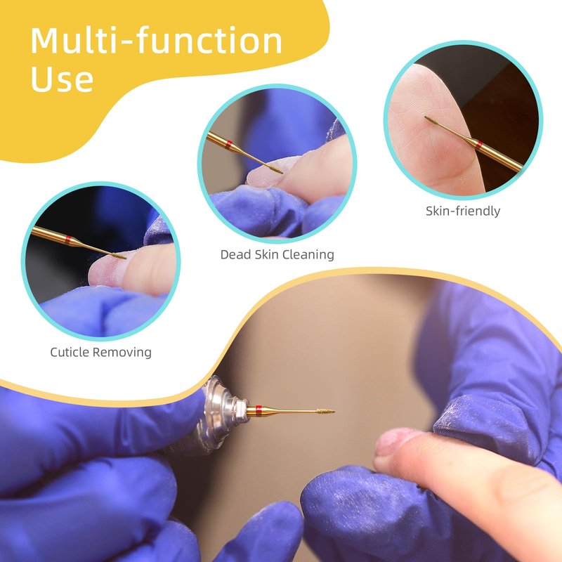 HYTOOS 1mm Mini Cone Cuticle Clean Nail Drill Bit, 5Pcs/Set Titanium Russian Diamond Nail Bits Professional Safety Under Nail Cleaner for Cuticle Dead Skin, Electric Nails Accessories, Fine
