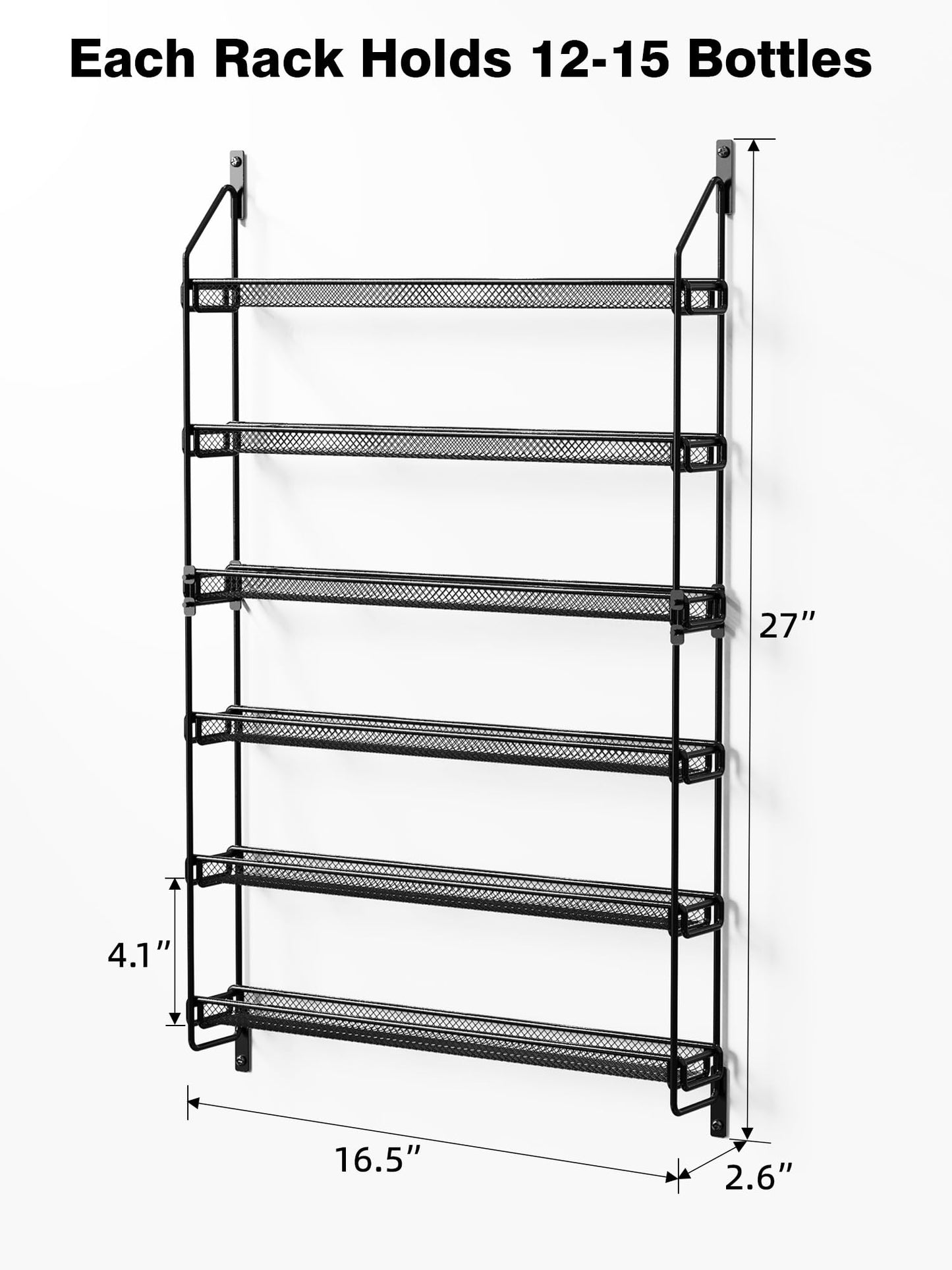 GIGIFTREE Nail Polish Organizer Wall Mounted, 6 Tier Metal Storage Rack Holds 90 Bottles, Multifunctional Organizer for Essential Oils Paint Perfume, Black