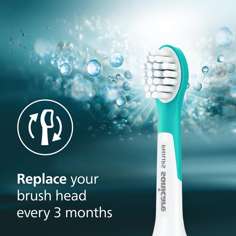 Philips Sonicare for Kids - Genuine Replacement Electric Toothbrush Heads, Compact Size, for Kids Aged 3+, 2 Pack, HX6032/94