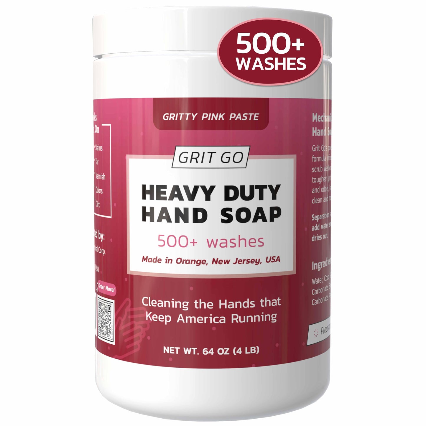 Grit Go Industrial Hand Soap – Heavy-Duty Gritty Hand Cleaner for Mechanics, Construction Workers & More – Removes Grease, Oil, Rust & Paint – Moisturizing & Exfoliating Hand Paste (4 lb)