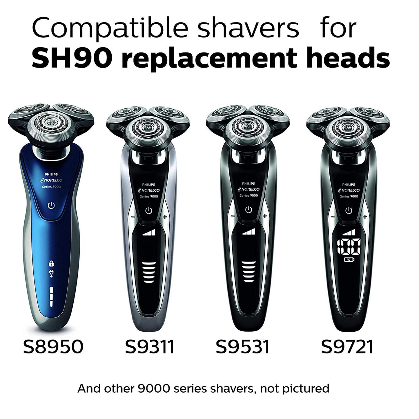 SH90 Replacement Heads Compatible with Philips Norelco Shaver Series 9000 Series 8950