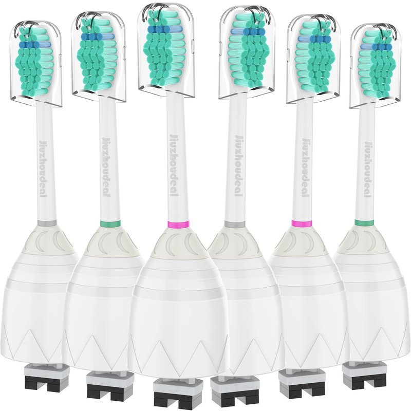 Jiuzhoudeal Toothbrush Replacement Heads for Philips Sonicare E-Series, Essence, Elite, Advance, CleanCare Screw-on Electric Toothbrush Heads HX7022/66, 6 Pack