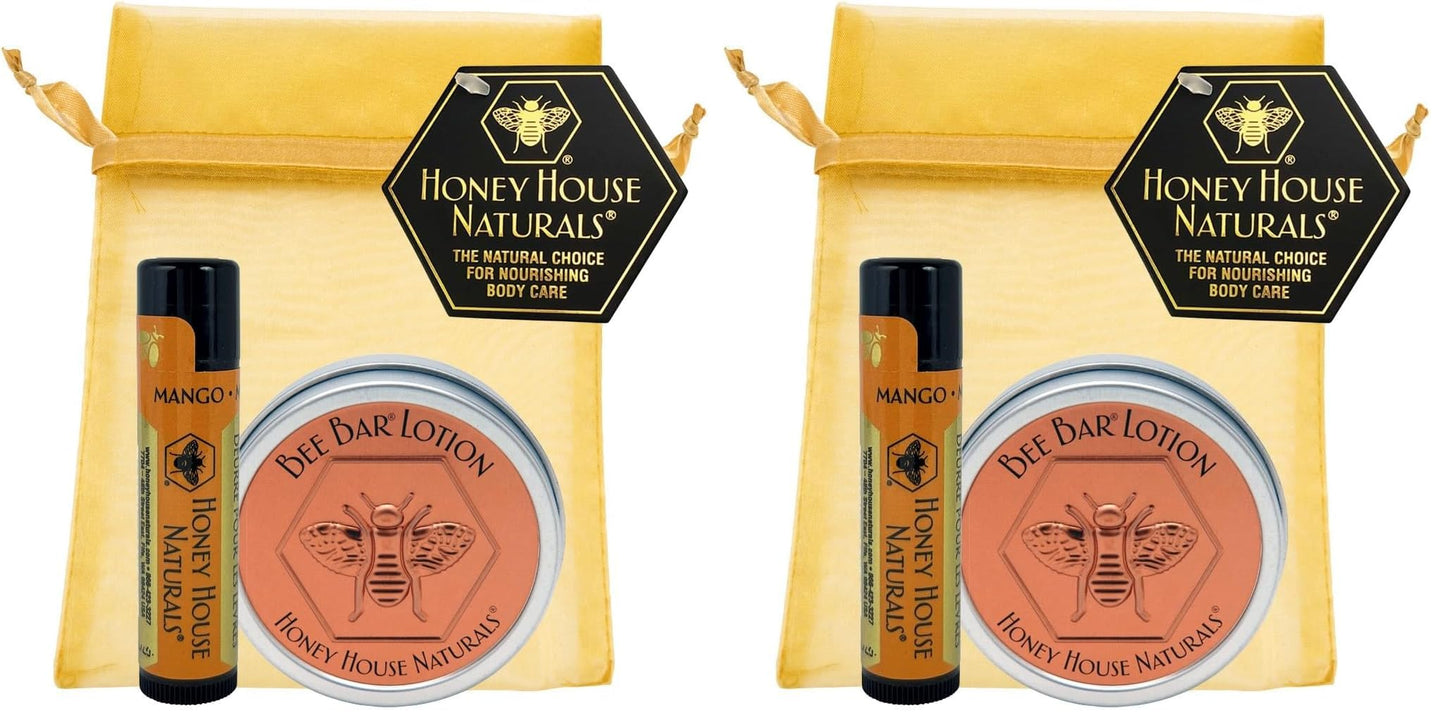 Honey House Naturals 2 Piece Gift Set, All Natural, Ultra Moisturizing Lotion Bar and Lip Butter Infused with Essential Oils, Made in USA, (Variant Name) (Pack of 2)