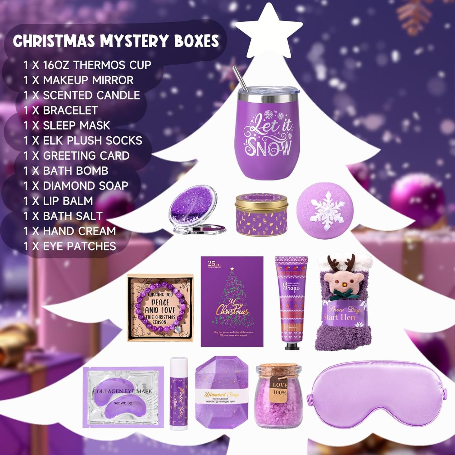 Advent Calendar 2025 - 12 Days of Unique Lavender Spa Gifts for Women | Self-Care Basket with Coffee Mug & Bath Items