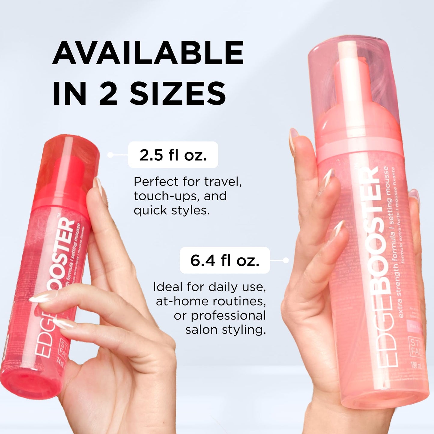 Style Factor EDGE BOOSTER Extra Strength Setting Mousse Travel Size – Frizz Control, Extra Volume, and Conditioning – 2.5oz Hematite Mousse for Curly Hair