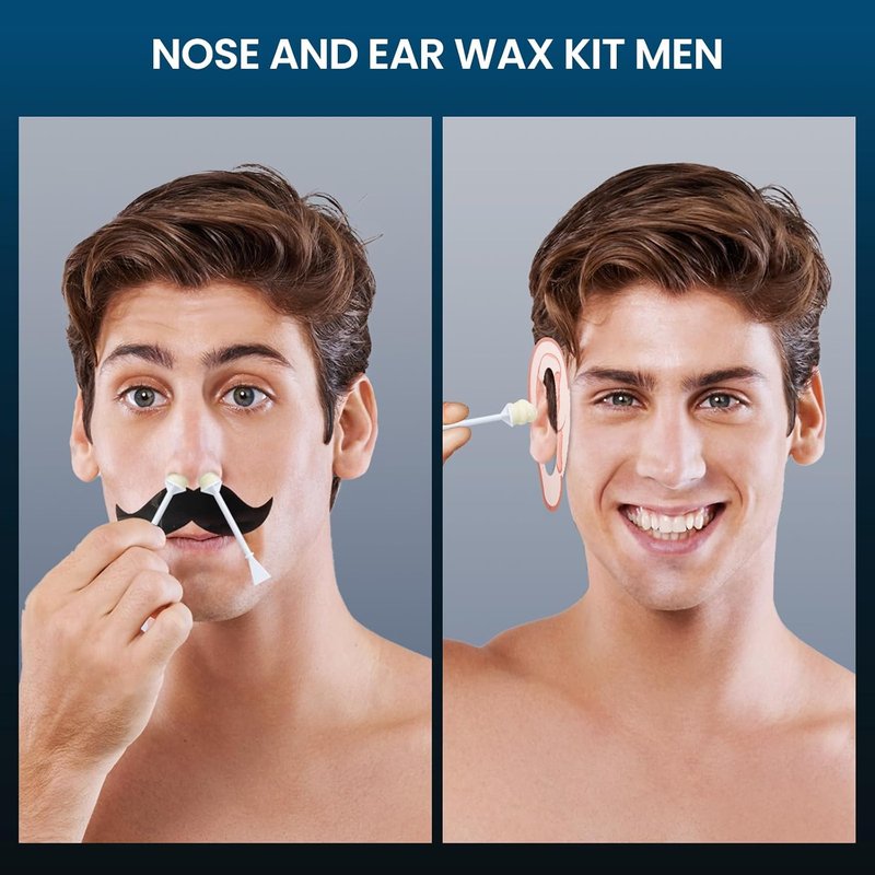 Nose Wax Kit for Men - Painless Ear Hair Removal | 100g Wax, 40 Sticks, USB Heating, Black