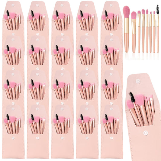 20 Sets Makeup Brush Set Bulk Brushes Bag Mini Face Make up Brushes Brushes Bag for Makeup Party Favors Wedding Bridal Shower Favors Bridesmaid Gift Bachelorette Party Gift (Ivory Beige)