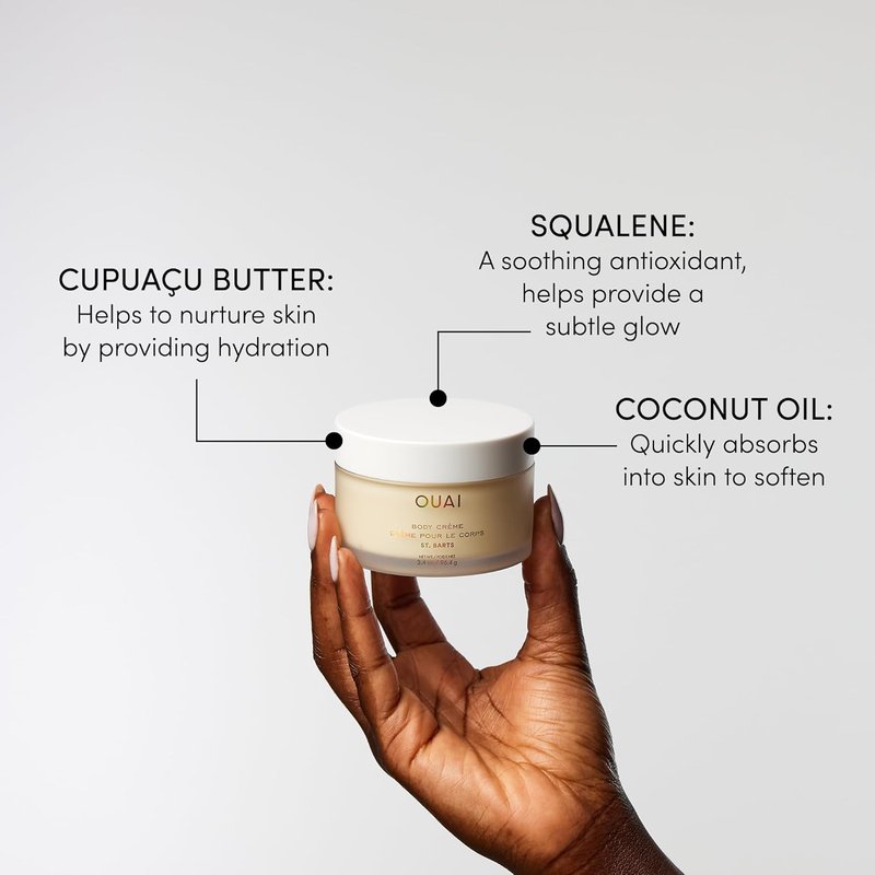 OUAI St. Barts Travel Bundle | Scalp & Body Scrub, Shower Gel, Hydrating Cream & Mist - 4 Travel Size Products (3.4 Oz)