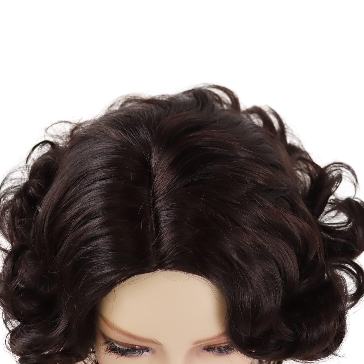 GNIMEGIL Brown Curly Wig 12 Inch Short Hair Fleabag Wigs Natural Fluffy Synthetic Wig Carnival Party Halloween Costume For Women Layered Wavy Brown Chin Length Wigs