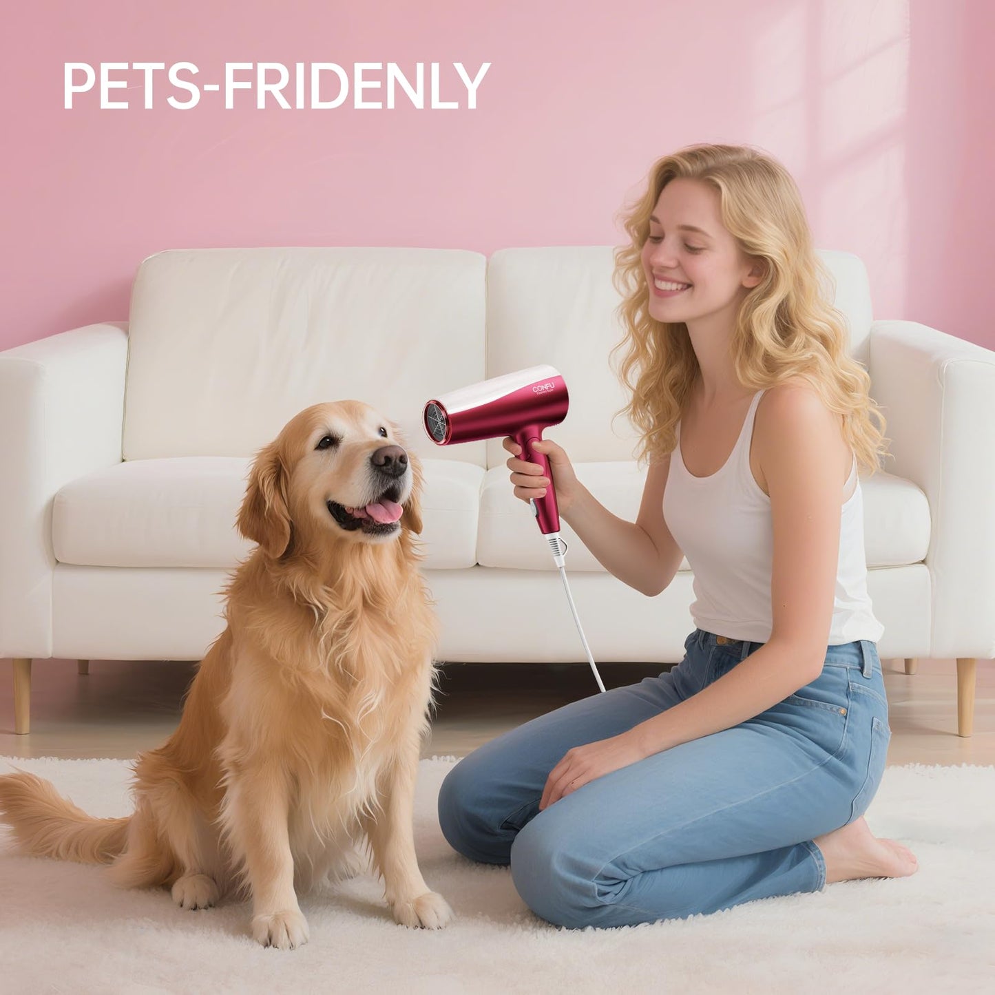 CONFU Professional 1875W Hair Dryer, Foldable Blow Dryers Ceramic Tourmaline Hair Dryer, Fast Drying Hairdryer with Concentrator, 2 Speed and 3 Heat Setting for Curly and Straight Hair