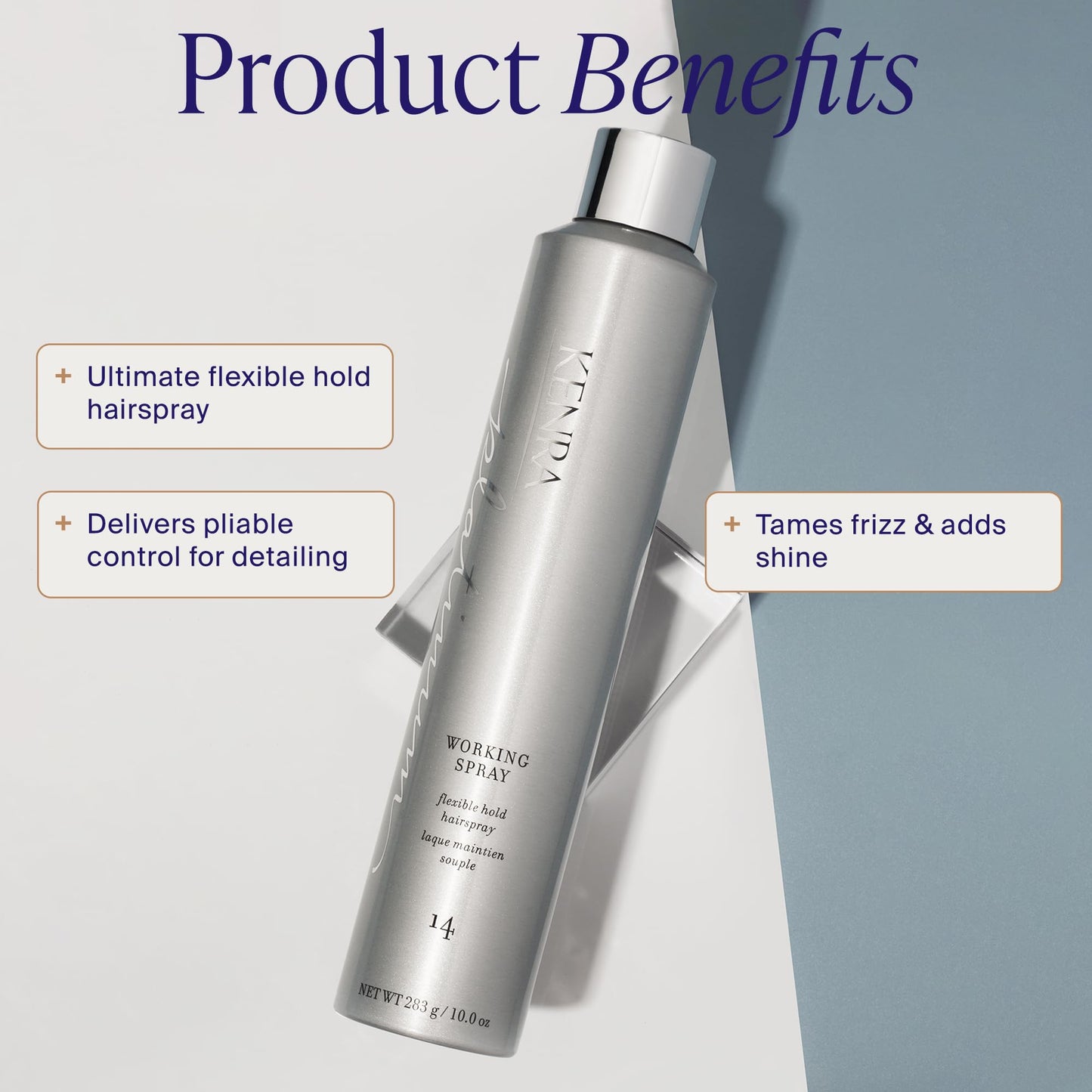 Kenra Professional Platinum Working Spray 14 50% | Flexible Hold Hairspray | Fast-Drying, Non-Sticky | Creates Volume & Texture | Leaves Hair With Frizz-Free Shine | All Hair Types | 10 oz