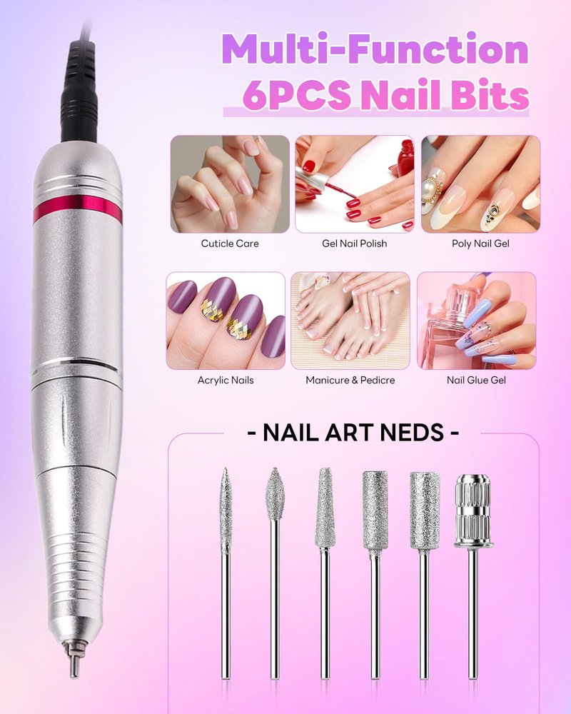 CozyZen Cordless Nail Drill Professional: 45000 RPM Rechargeable Electric Nail File Kit, Portable & Low Noise for Acrylic, Gel Nails, Manicure & Pedicure - Salon & Home Use