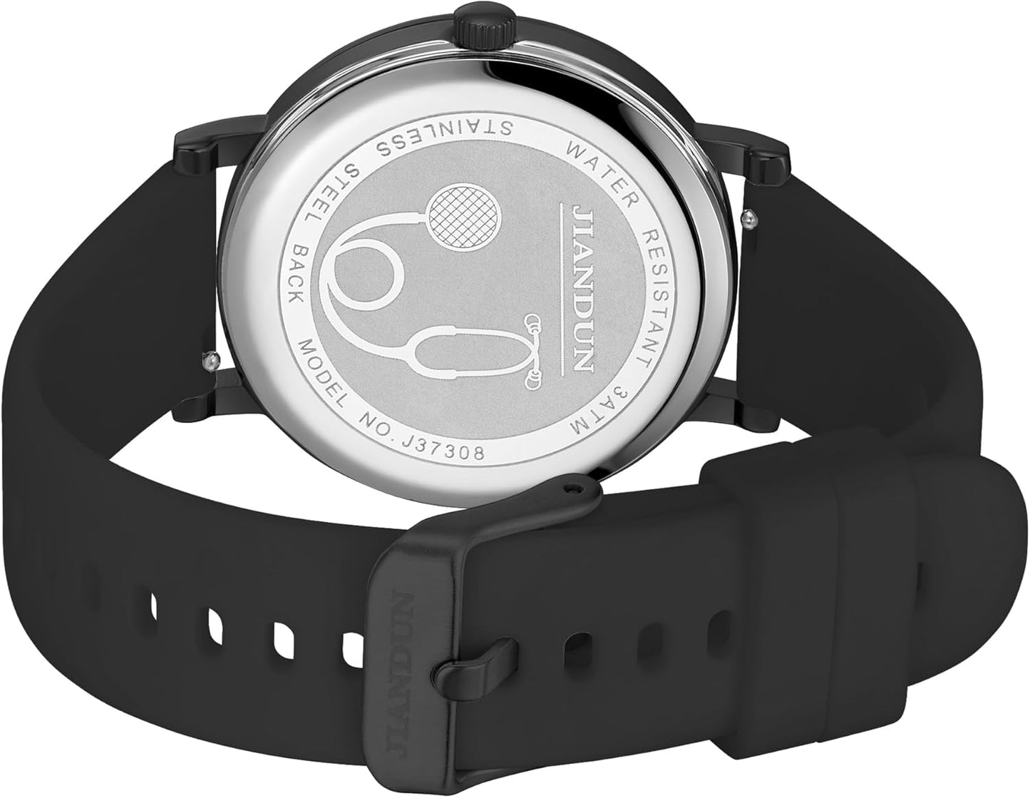 JIANDUN Waterproof Nurse Watch for Medical,Professionals,Students,Women Men, 24 Hour with Second Hand, Military Time Easy to Read Dial