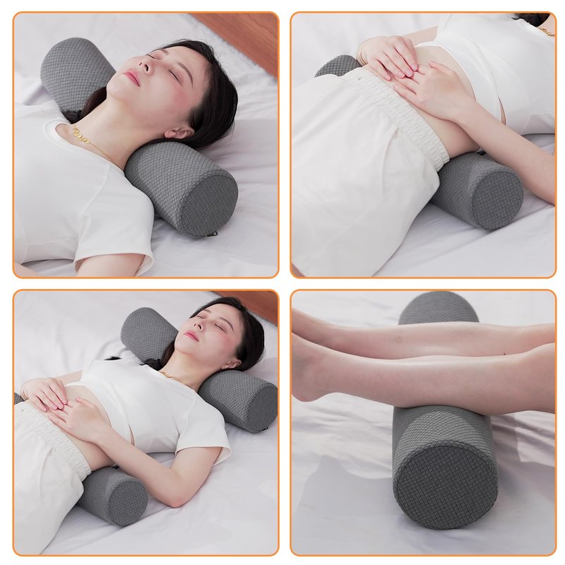M Mute Touch 2 Pack Round Massage Table Bolster Pillow Pad, Bolster Pillow, Round Pillows, Suitable for Earthlite Massage Table (Grey, 7.8''x19.6'')