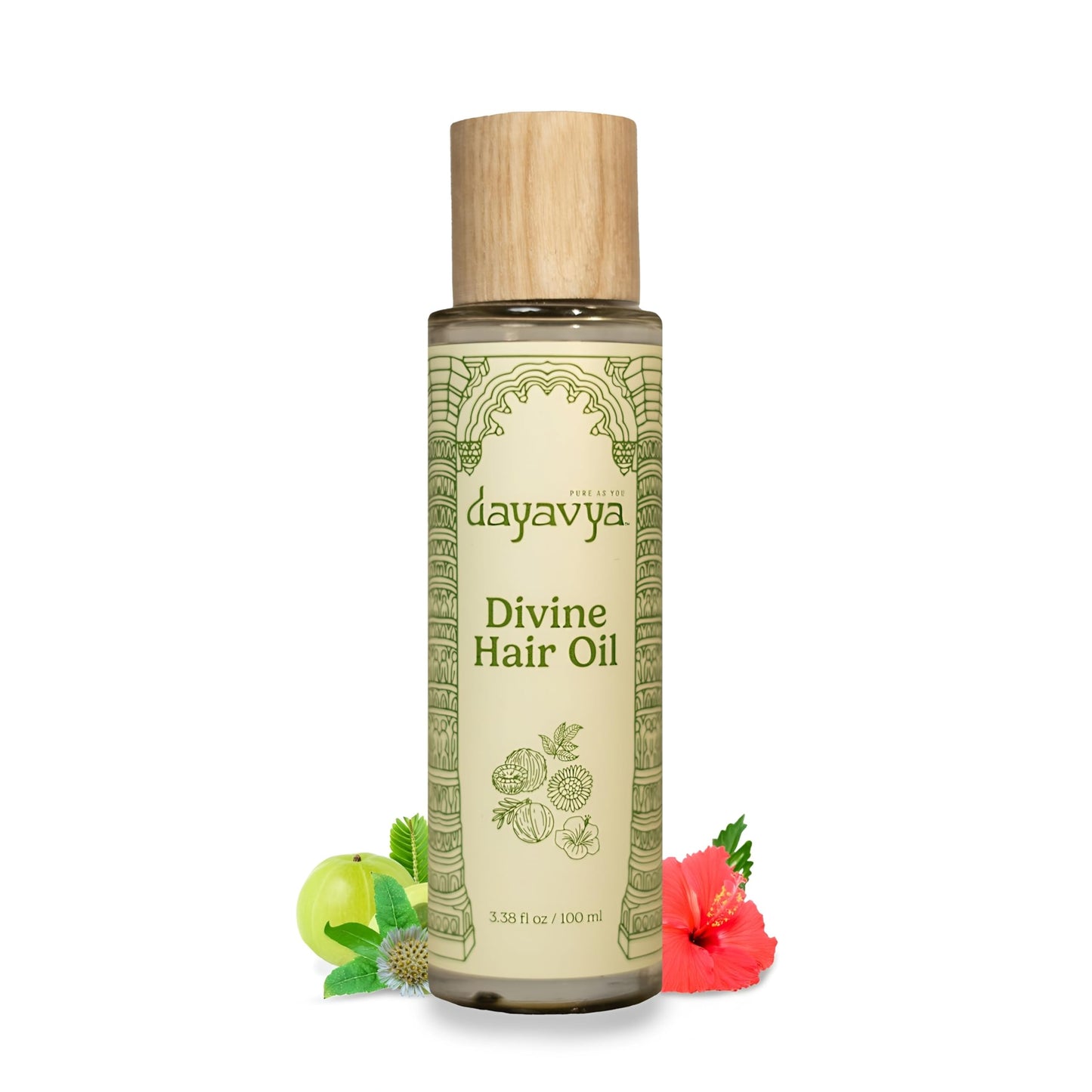 Dayavya Organic Hair Growth Oil for Hair Fall, Thinning & Dry Scalp – Ayurvedic Herbal Hair Oil Infused with 35+ Herbs including Bhringraj, Amla & Hibiscus | Nourishing, Toxin-Free & Vegan Hair Oil