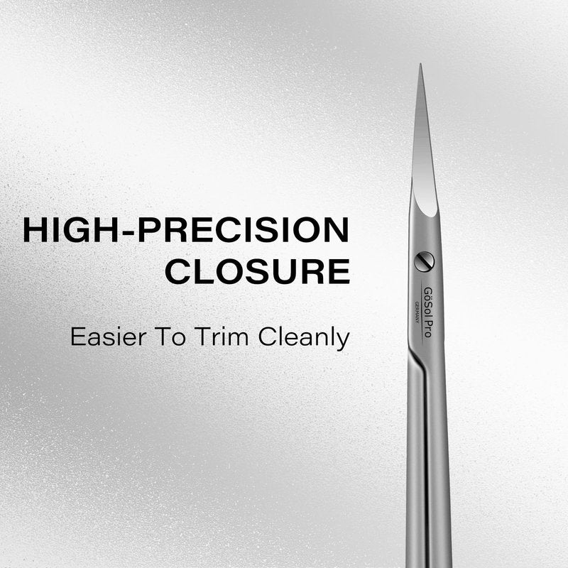 GöSol Cuticle Scissors Russian-Style Ultra Fine Curved Professional Cuticle Scissors 420 Stainless Steel, Precision Pointed Tip Grooming Scissors for Dead Skin; Eyebrow; Eyelash, Includes Leather Case