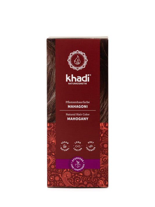 khadi MAHOGANY Natural Hair Color - Hair Color for a velvety, earthy red to intense dark red-brown - 100% herbal & natural - 3.5 oz