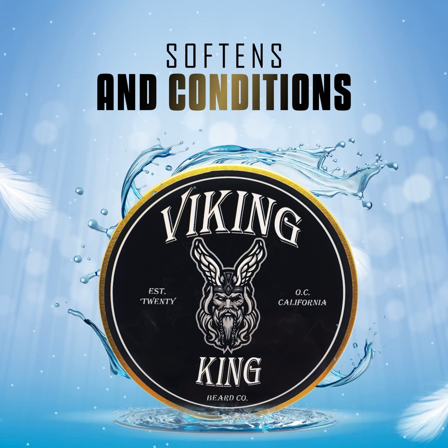VIKING KING BEARD CO. Beard Balm - Gold (Spiced Vanilla Tobacco)- All Natural Beard Softener and Conditioner - Men's Grooming Product - 4 Ounce Tin