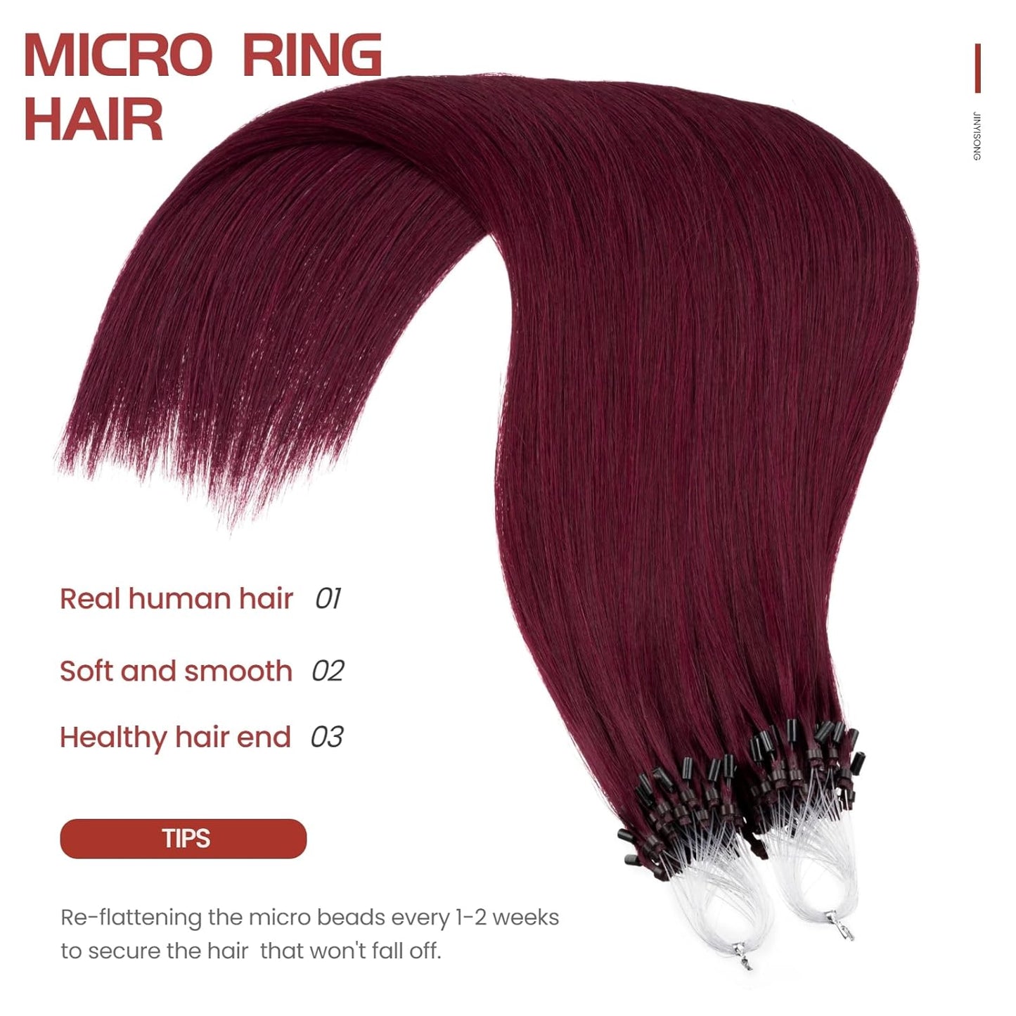 Microbead Human Hair Extensions - Wine Red #99J Microlink | 14 Inch, 50g, 1g/s