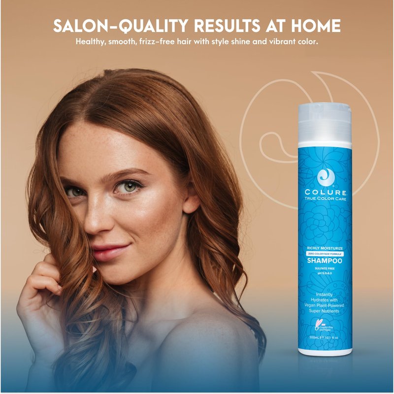 COLURE Richly Moisturize Shampoo 10 oz - Superior Hydrating Sulfate Free Cleanser for Dry Color Treated Hair Care