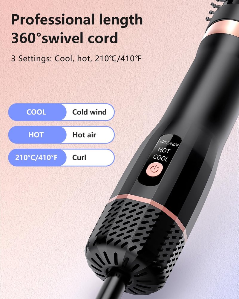 Hot Air Brush, Updated Version Thermal Brush & Hair Dryer Brush One Step Volumizer, High-Speed 1.5 Inch Negative Ion Blowout Express Thermal Round Brush Salon-Quality Blowouts, Hair Shinier & Smoother
