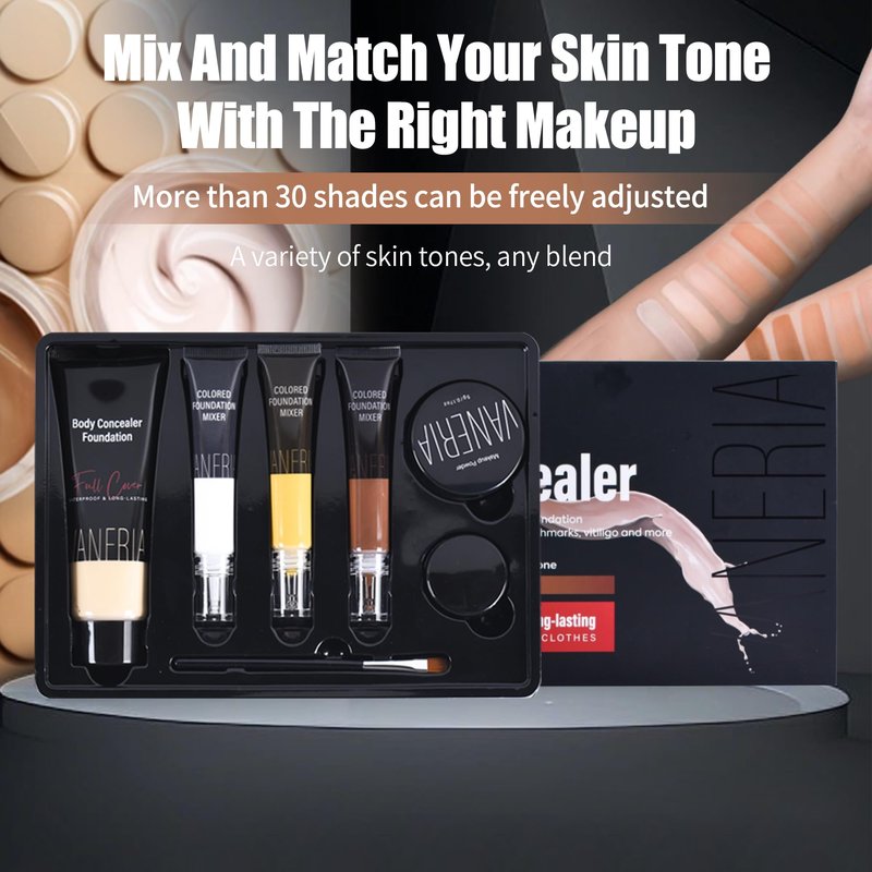 VANERIA Body Concealer, Tattoo Cover Up, Tattoo Cover Up Makeup Waterproof, Suitable For Scars, Birthmarks, Vitiligo and All Kinds Of Skin Tone, 3 Colors, 283g
