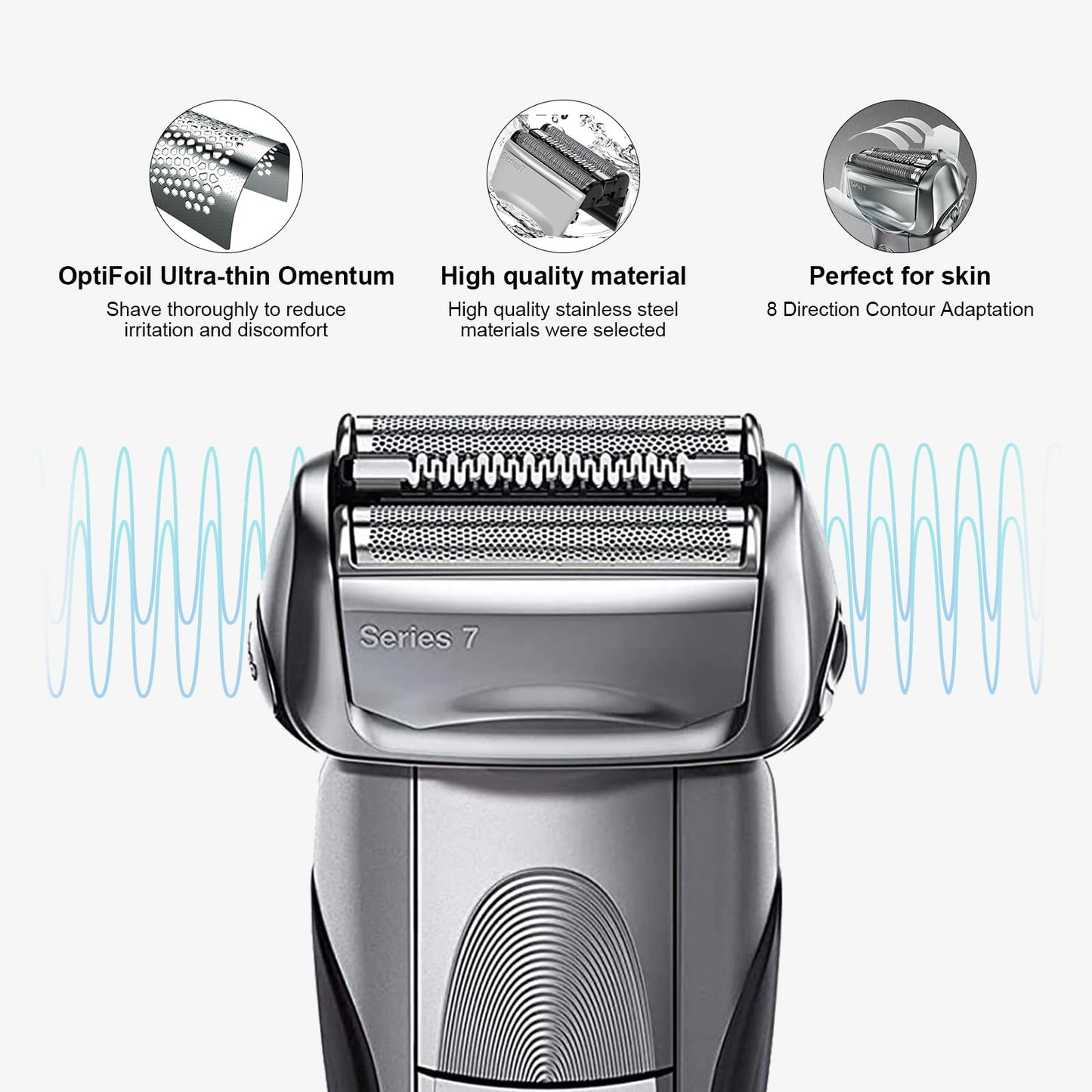 HONGNAL 3Pack 70S Series 7 Replacement Head for Braun Series 7 Foil Shaver Replacement Heads Compatible Braun Series 7 Replacement Compatible with Series 7 Shavers 70s 720,750CC, 760CC,790CC,9565