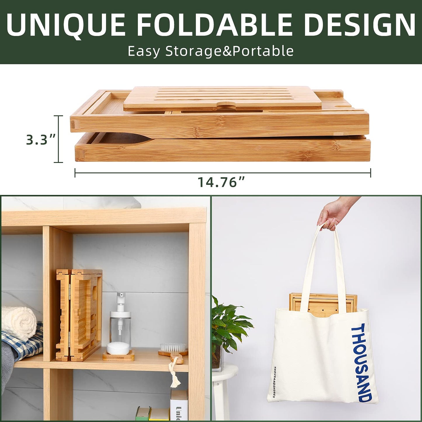 Bathtub Tray Ohuhu Premium Bamboo Bathtub Caddy Tray Expandable Foldable Bath Tray with Anti-Slip Grips Soap Wine Phone Holder Mothers Day